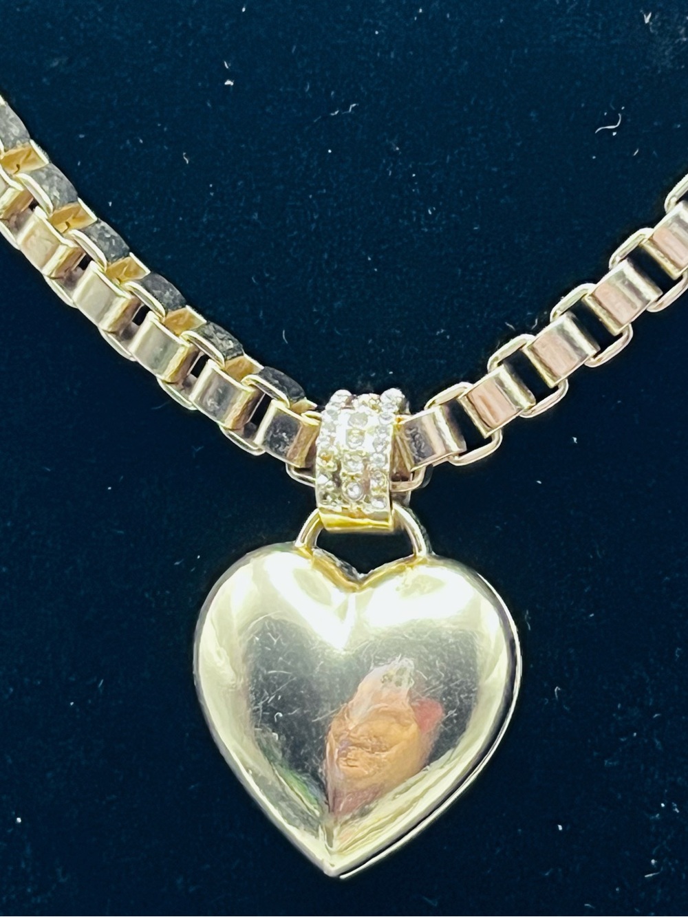 Sugarfix Gold Heart Pendant Necklace with Crystal-Accented Bail